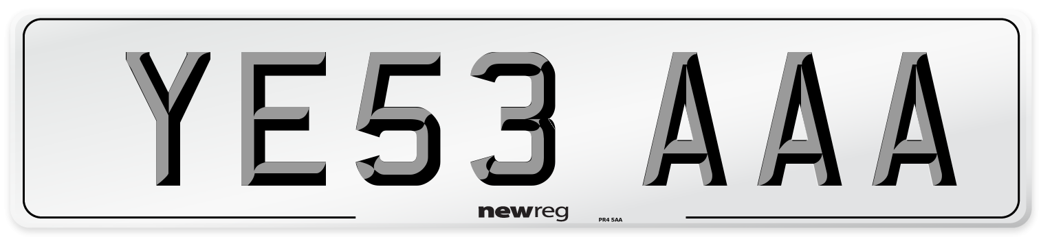 YE53 AAA Front Number Plate