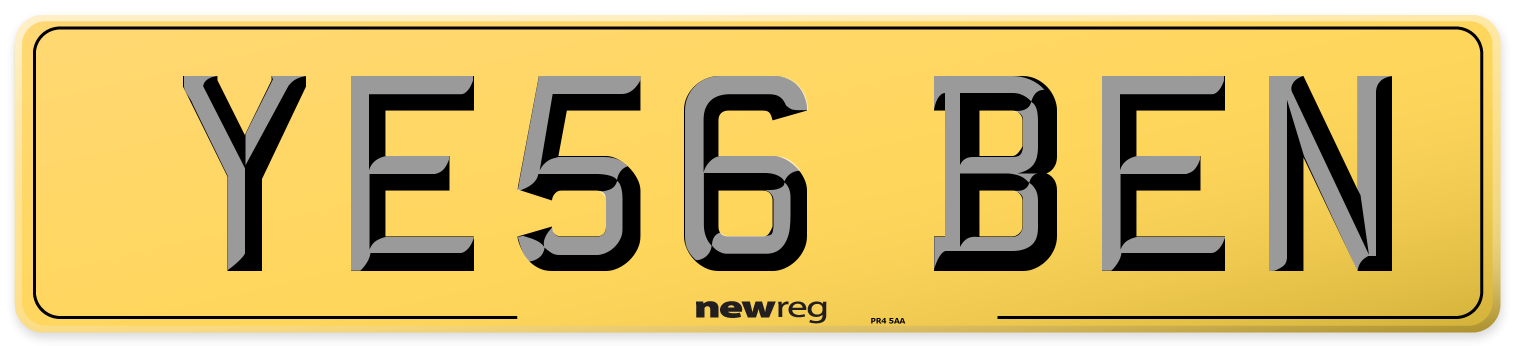 YE56 BEN Rear Number Plate