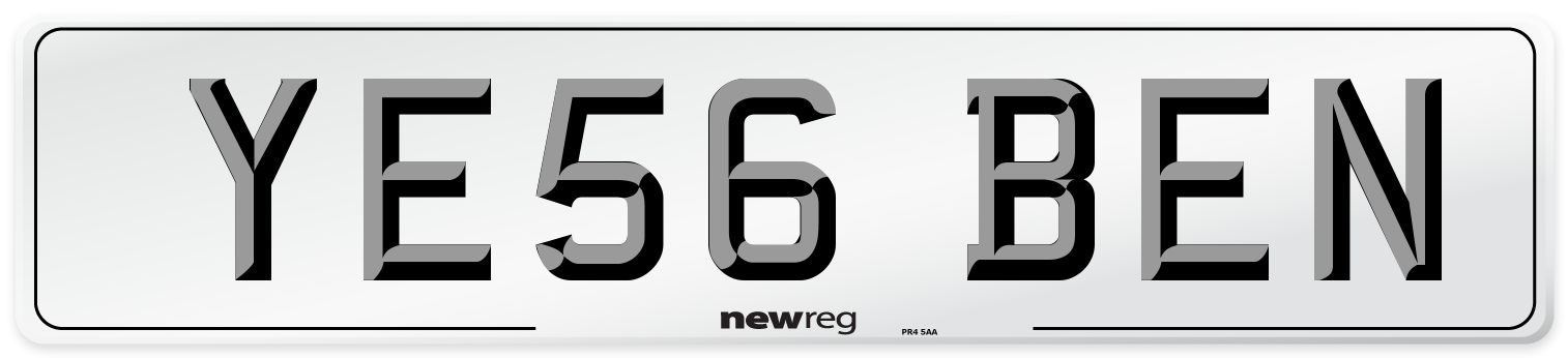 YE56 BEN Front Number Plate