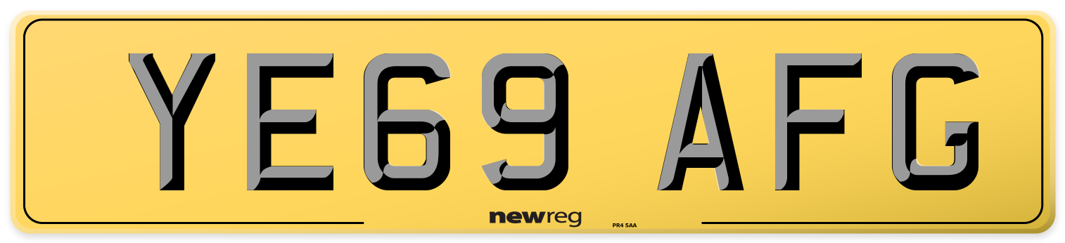 YE69 AFG Rear Number Plate