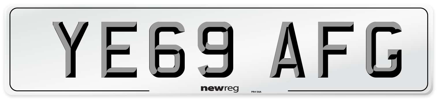 YE69 AFG Front Number Plate