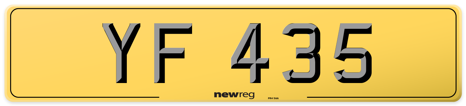 YF 435 Rear Number Plate