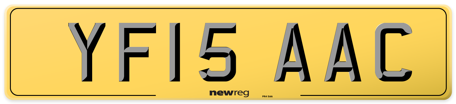YF15 AAC Rear Number Plate