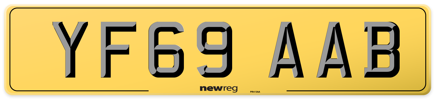YF69 AAB Rear Number Plate
