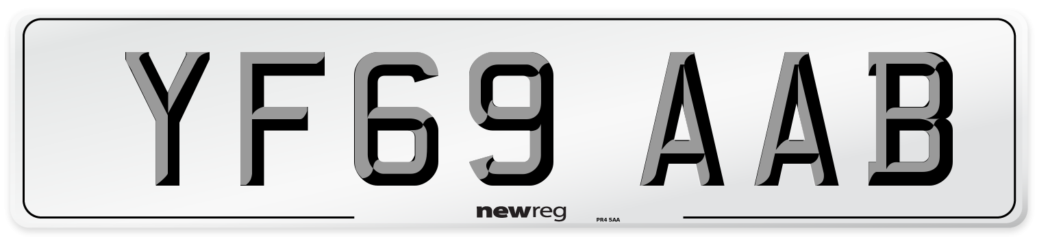 YF69 AAB Front Number Plate