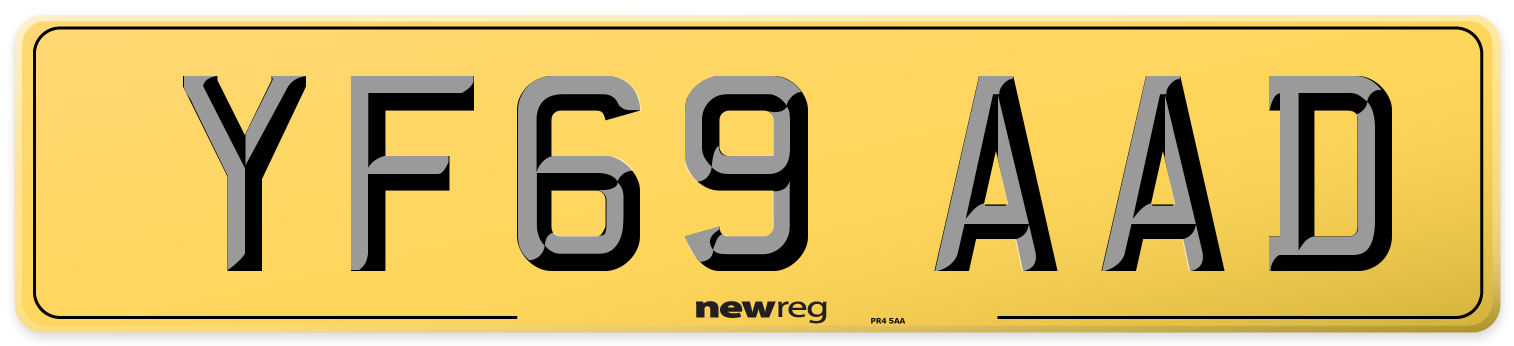 YF69 AAD Rear Number Plate