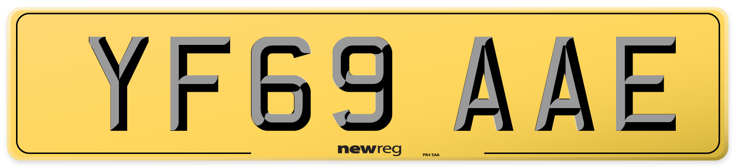 YF69 AAE Rear Number Plate