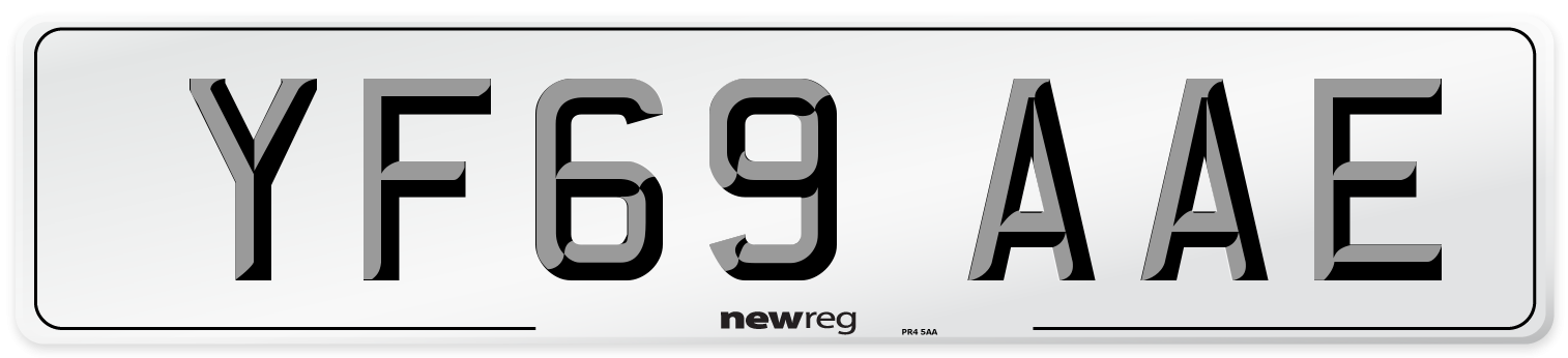YF69 AAE Front Number Plate