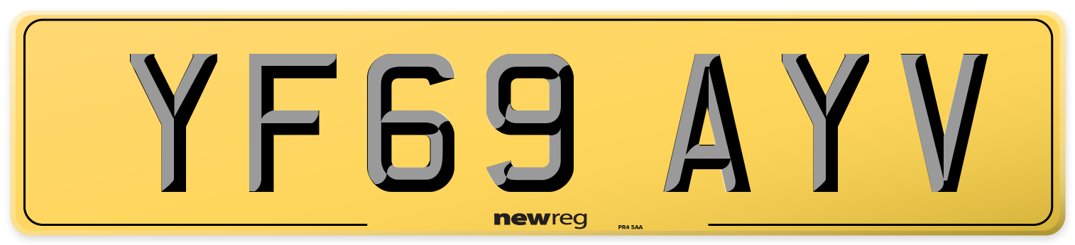 YF69 AYV Rear Number Plate