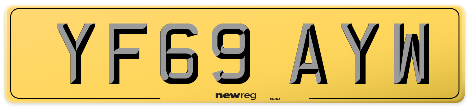 YF69 AYW Rear Number Plate