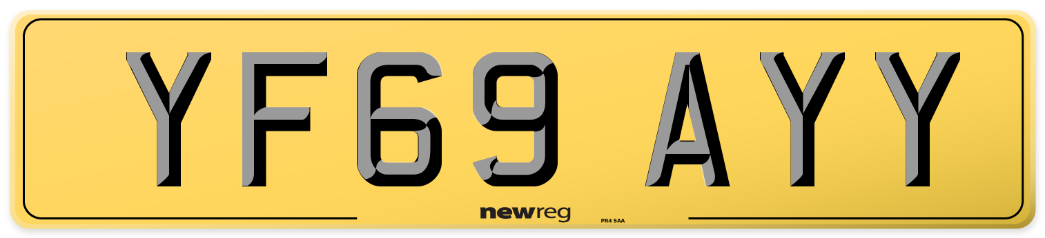 YF69 AYY Rear Number Plate