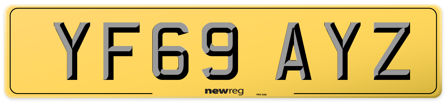 YF69 AYZ Rear Number Plate