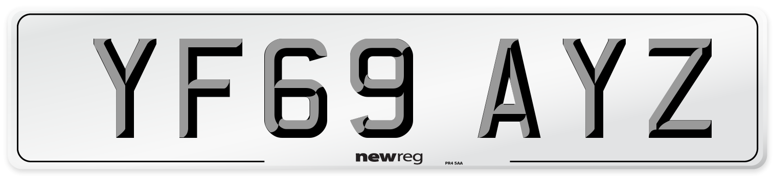 YF69 AYZ Front Number Plate