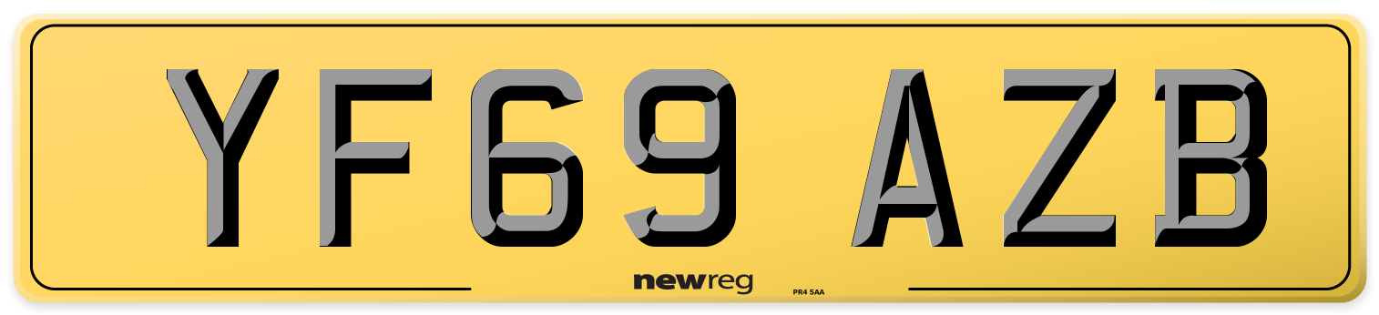 YF69 AZB Rear Number Plate