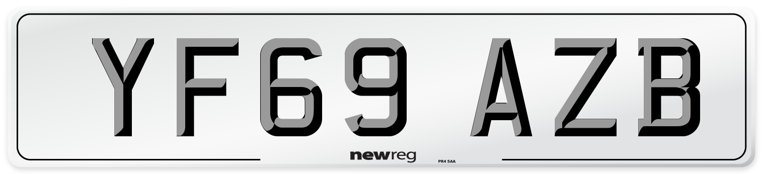 YF69 AZB Front Number Plate