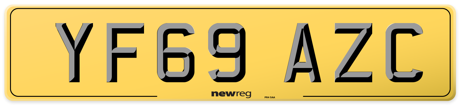 YF69 AZC Rear Number Plate