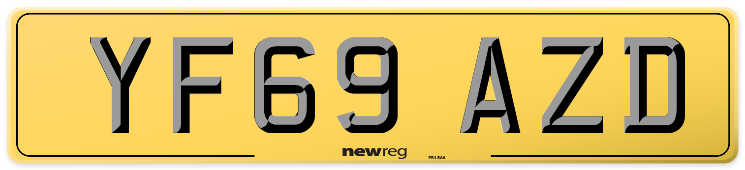 YF69 AZD Rear Number Plate