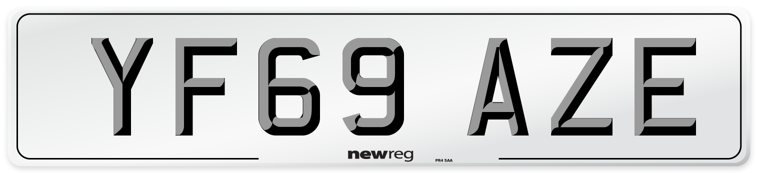 YF69 AZE Front Number Plate