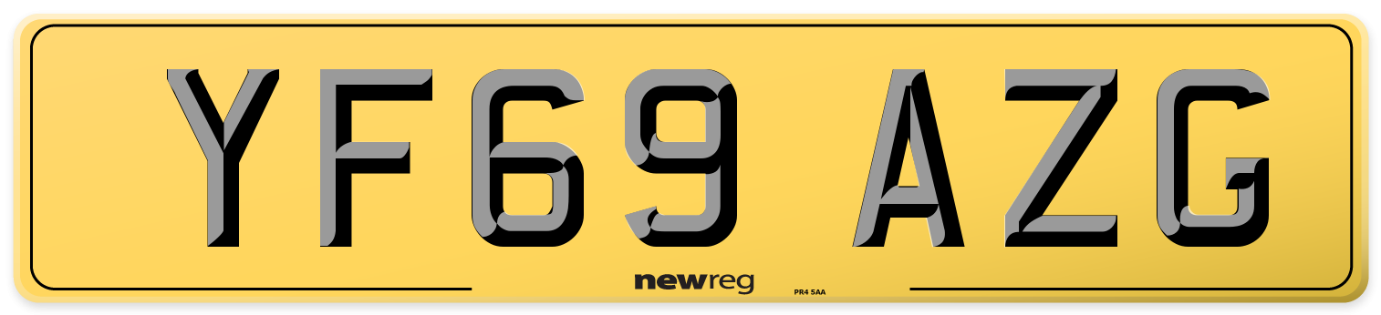 YF69 AZG Rear Number Plate