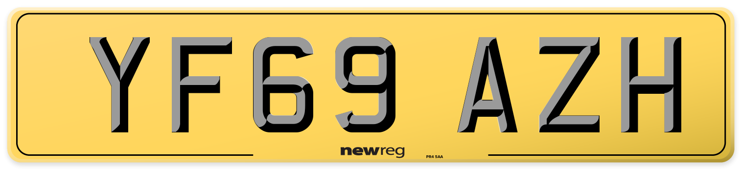 YF69 AZH Rear Number Plate