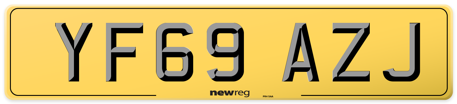 YF69 AZJ Rear Number Plate