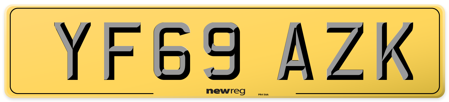 YF69 AZK Rear Number Plate