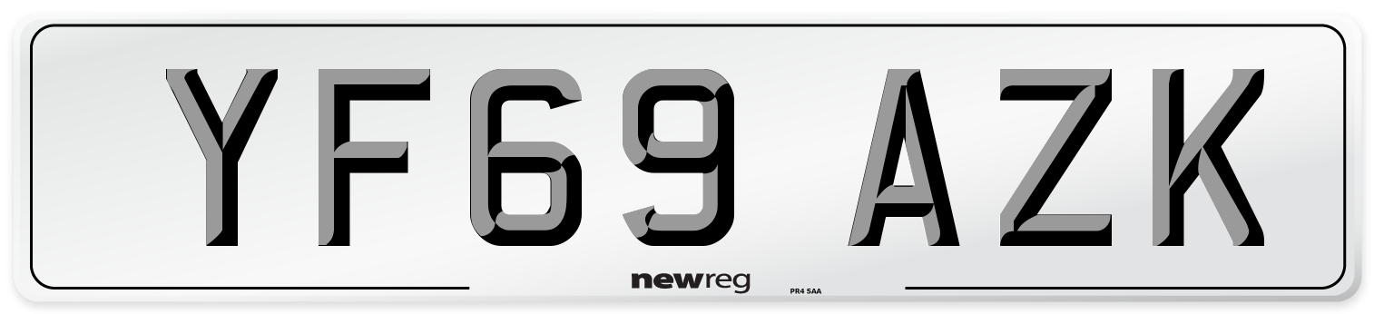 YF69 AZK Front Number Plate