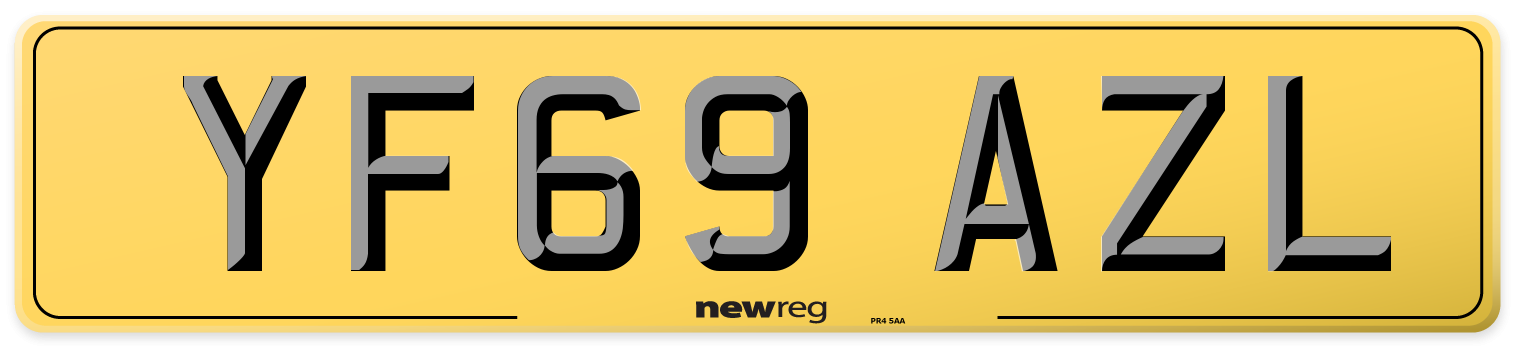YF69 AZL Rear Number Plate
