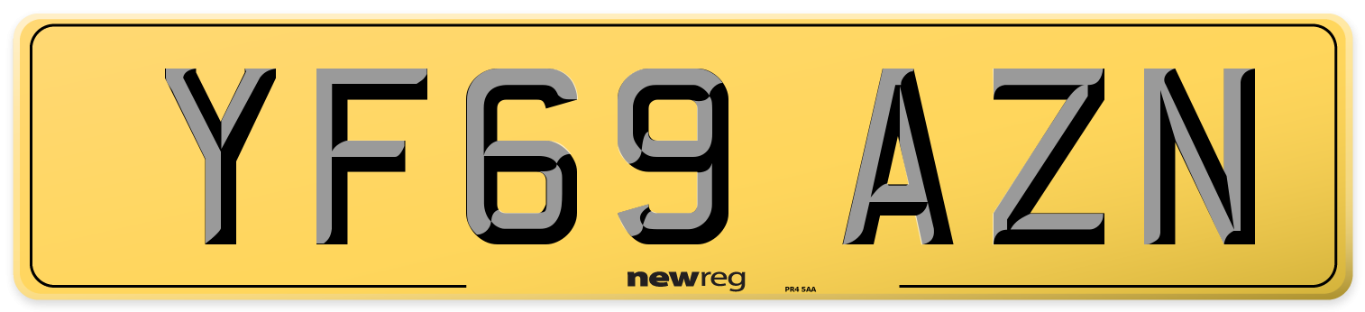 YF69 AZN Rear Number Plate