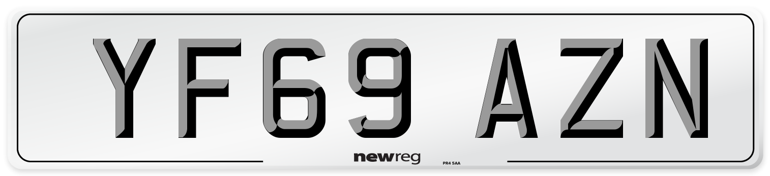 YF69 AZN Front Number Plate