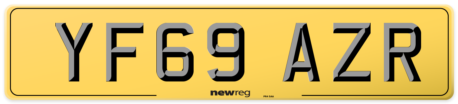 YF69 AZR Rear Number Plate