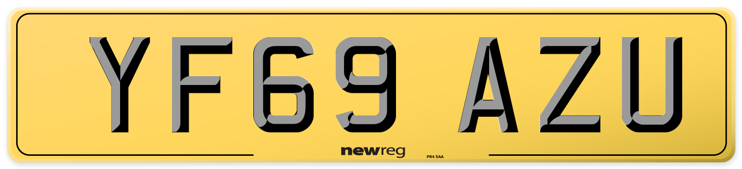 YF69 AZU Rear Number Plate