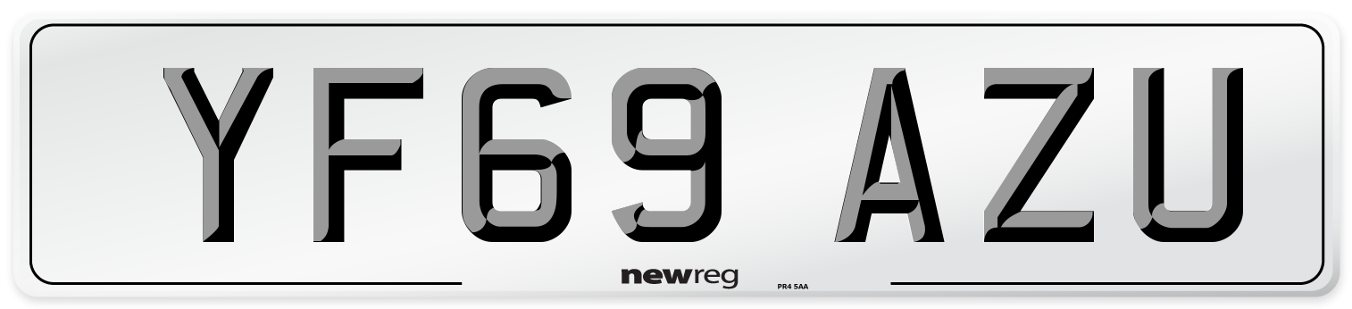 YF69 AZU Front Number Plate