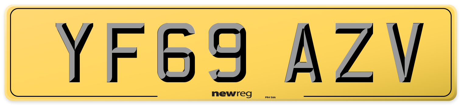 YF69 AZV Rear Number Plate