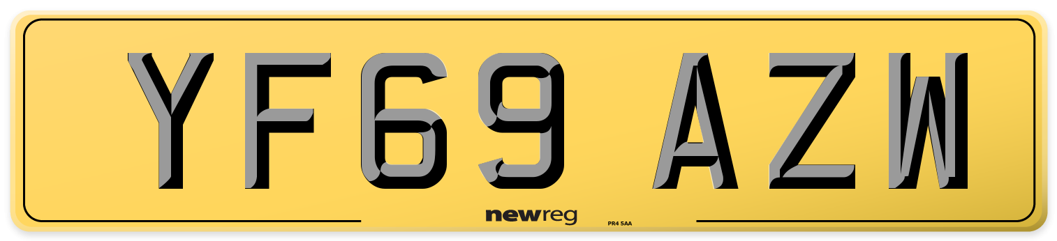 YF69 AZW Rear Number Plate