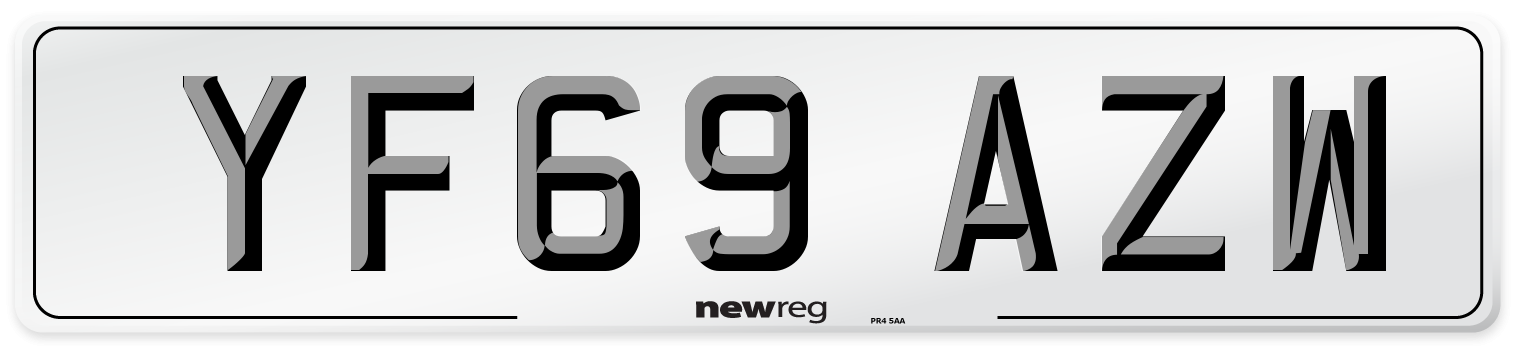 YF69 AZW Front Number Plate