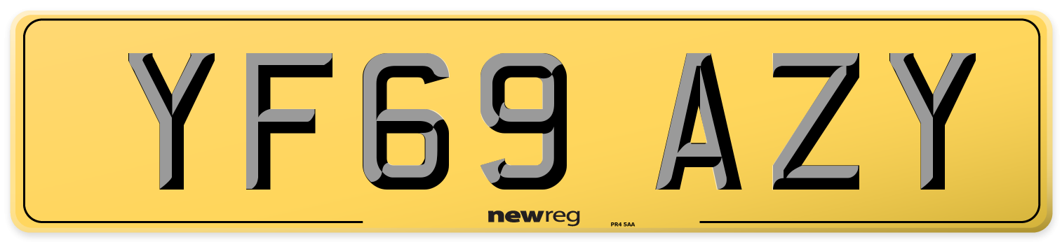 YF69 AZY Rear Number Plate
