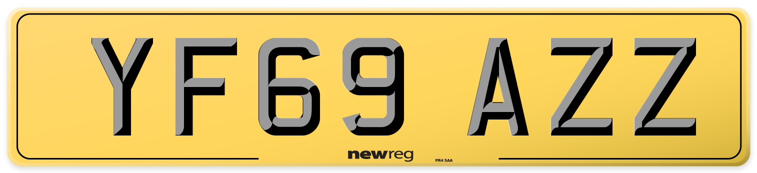YF69 AZZ Rear Number Plate