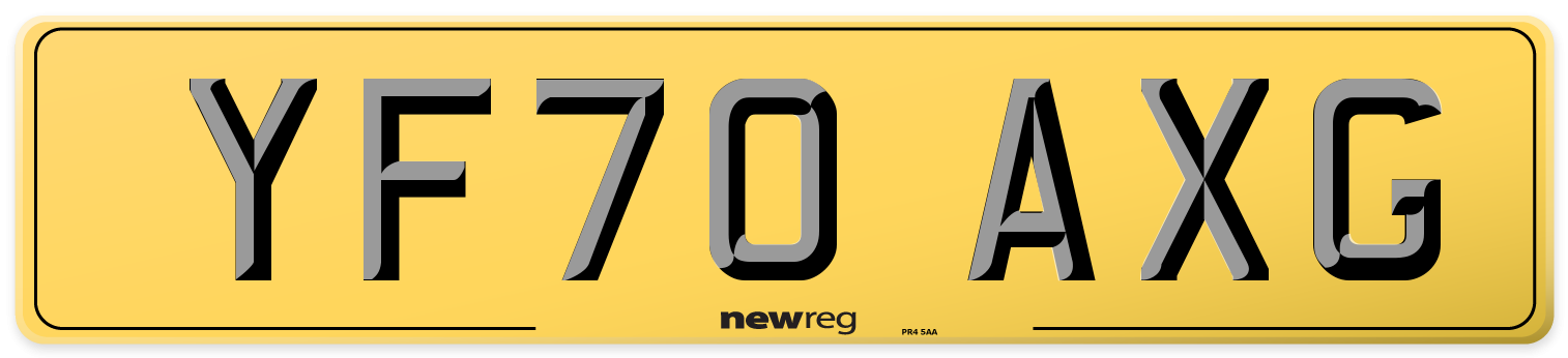 YF70 AXG Rear Number Plate