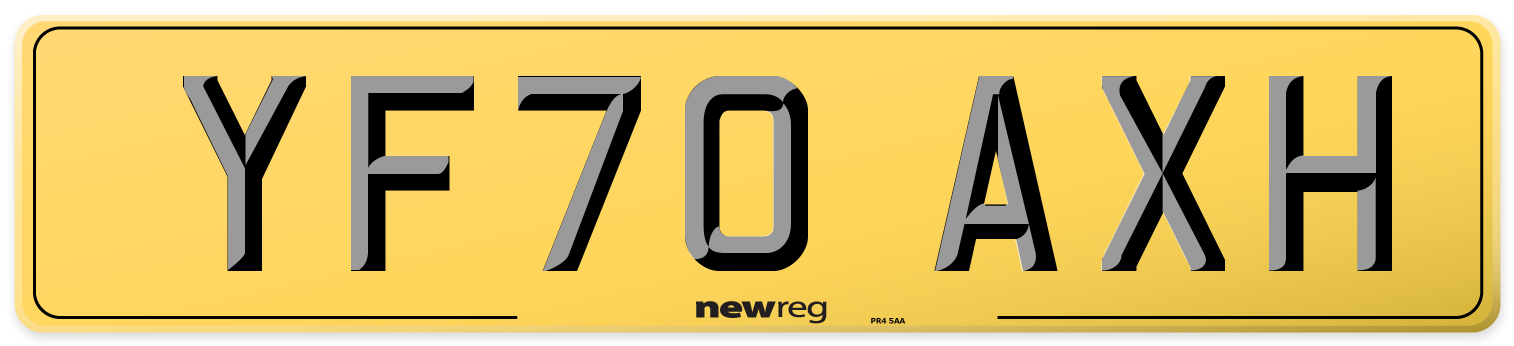 YF70 AXH Rear Number Plate