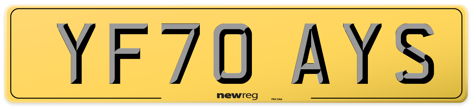 YF70 AYS Rear Number Plate