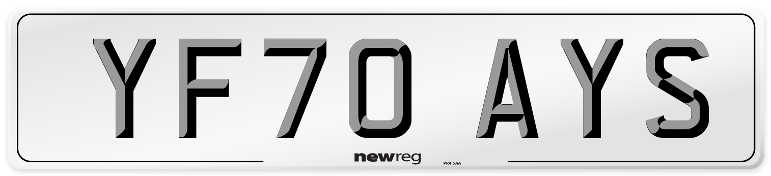 YF70 AYS Front Number Plate