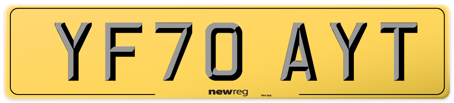 YF70 AYT Rear Number Plate