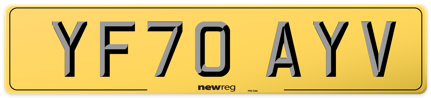 YF70 AYV Rear Number Plate