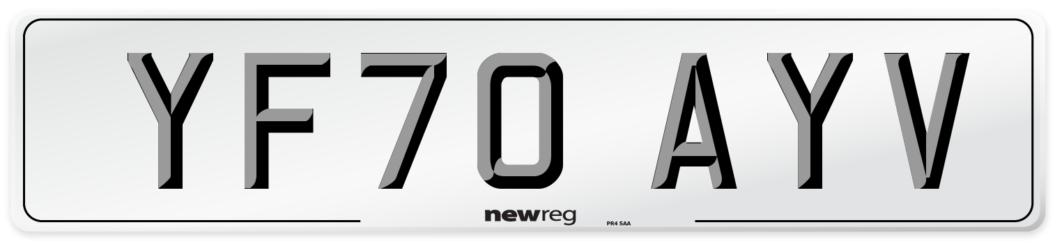 YF70 AYV Front Number Plate