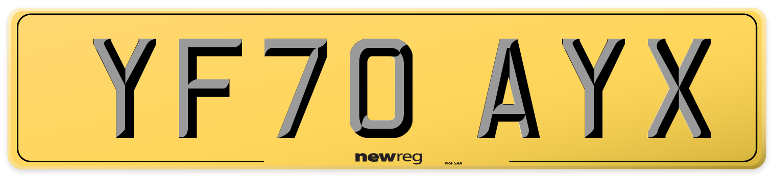 YF70 AYX Rear Number Plate