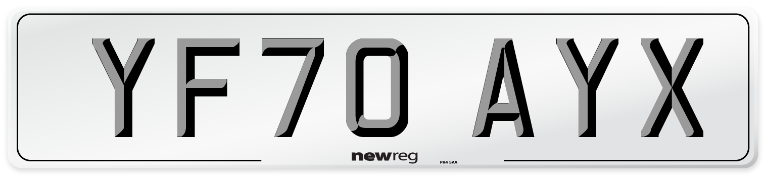 YF70 AYX Front Number Plate