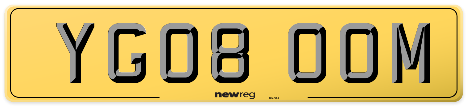 YG08 OOM Rear Number Plate