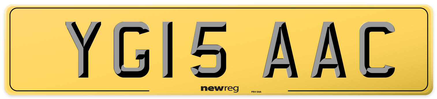 YG15 AAC Rear Number Plate