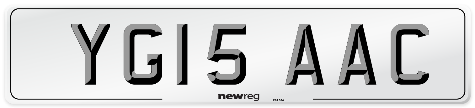 YG15 AAC Front Number Plate